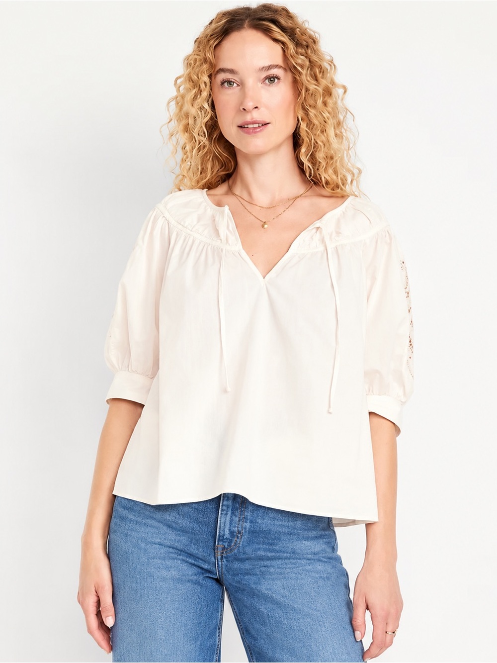 NWT Old Navy XL Split-Neck Eyelet-Sleeve Top